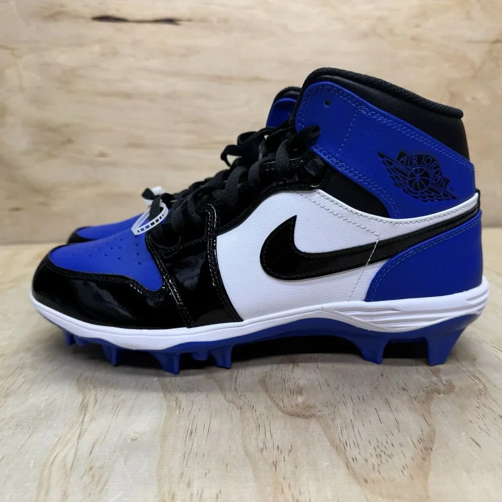 NEW Jordan 1 Mid TD Game Royal Football Cleats Blue Black Mens Sz 10 FJ6805-401